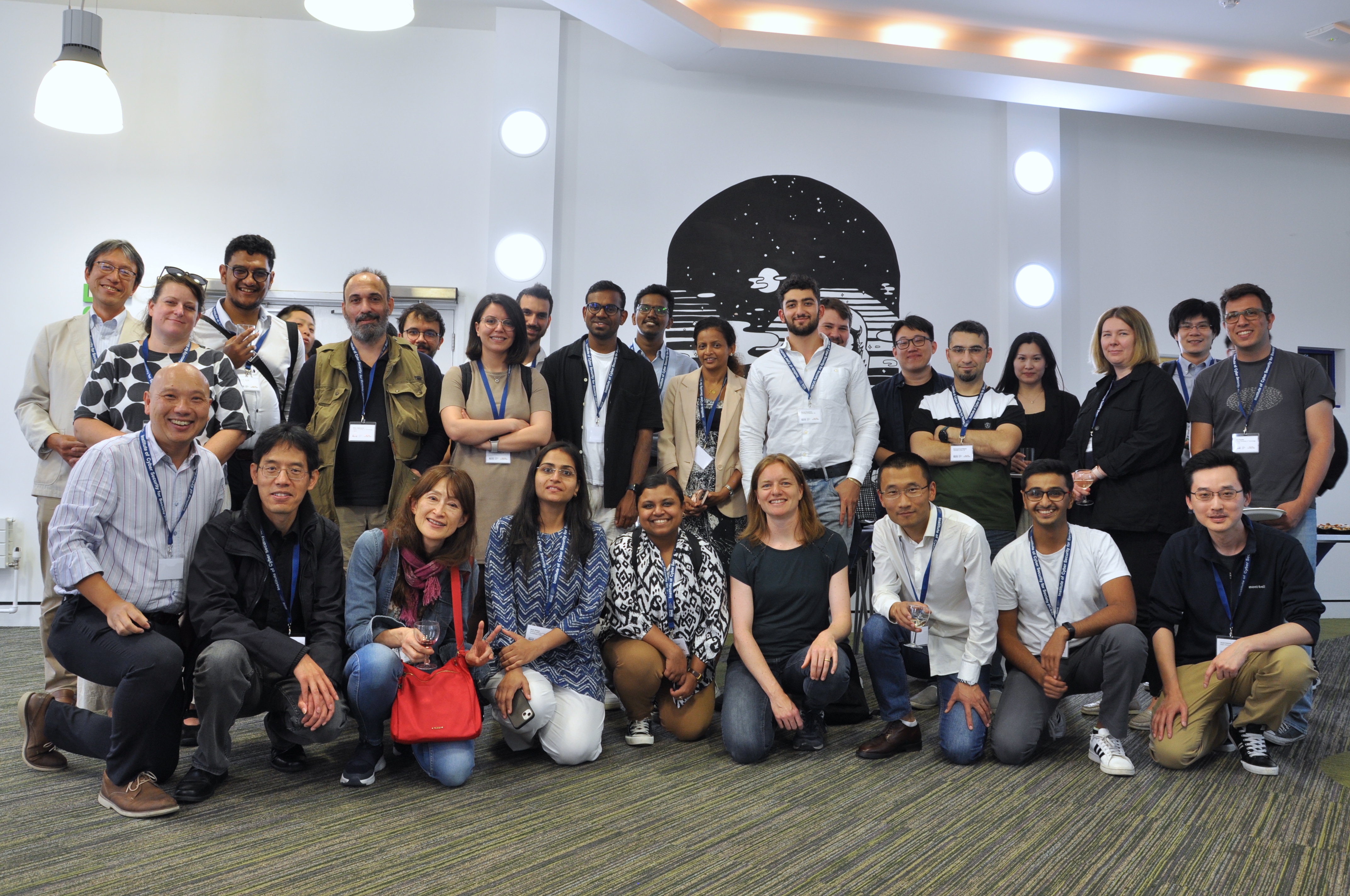 Group Photo on Day 1 of NSS-SocialSec 2023 at the welcome reception inside the Grimond Building