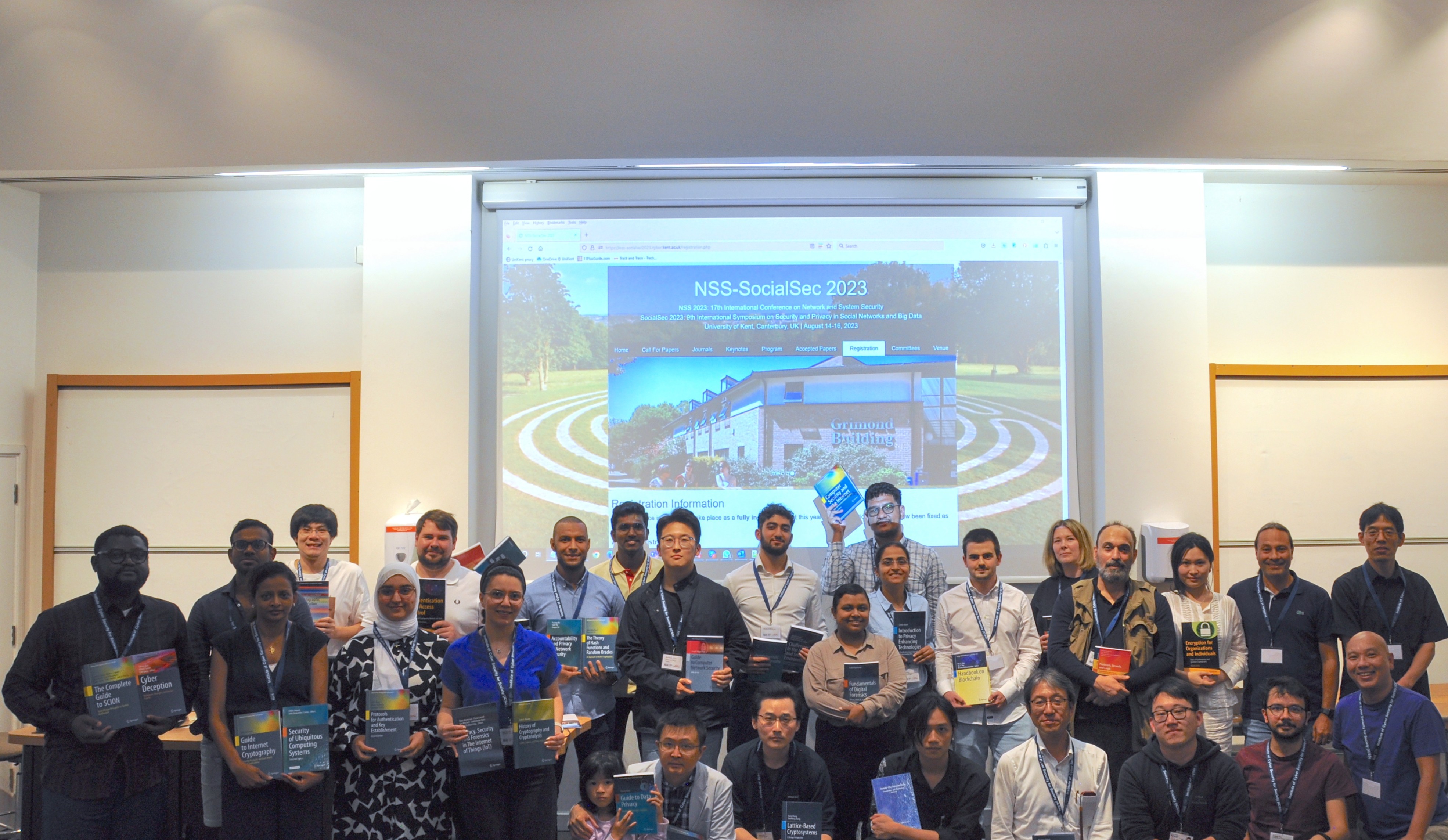 Group Photo on Day 3 of NSS-SocialSec 2023 inside Grimond Lecture Theatre 2 (GLT2)